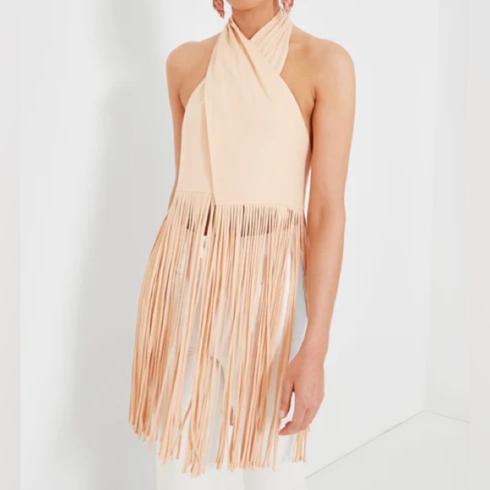 Sand Halter Cross Front Top with fringes Farm Rio NWTs M